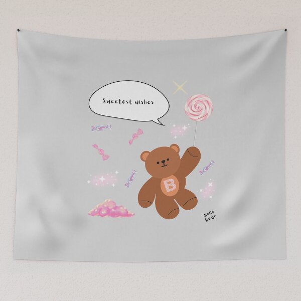 Item preview, Sweetest Wishes – mono bear messages ( Gray Background ) designed and sold by mintmono-studio.