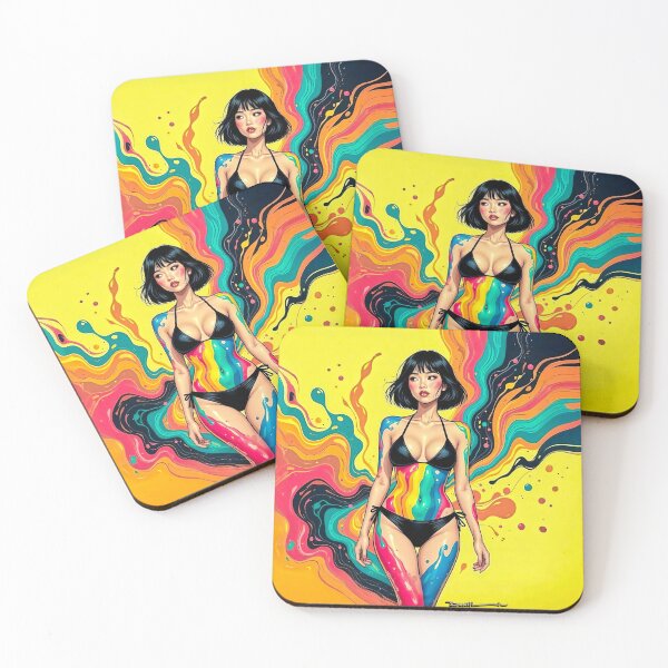 Item preview, Colorful Abstract Bikini Woman Art – Vibrant Painted Body Pop Art Illustration no.9 designed and sold by smARTwork.