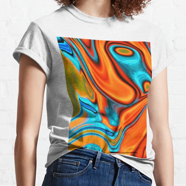 vivid modern Southwest hipster turquoise orange swirls Classic T-Shirt