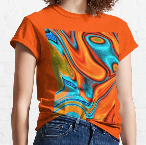 vivid modern Southwest hipster turquoise orange swirls Classic T-Shirt
