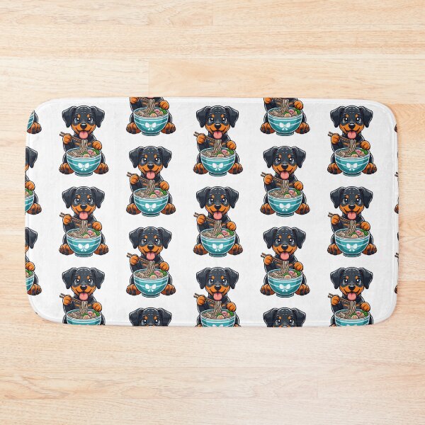 Item preview, Dobermann Anime Dog Eating Ramen Noodles designed and sold by doodIllustrate.