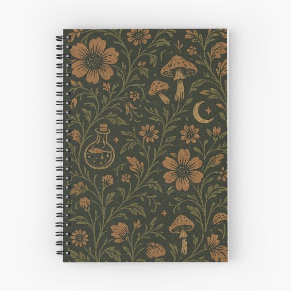 Item preview, Witch’s Garden Bloom – Retro Arcane Floral Pattern with Mushrooms & Moon designed and sold by Planthem.