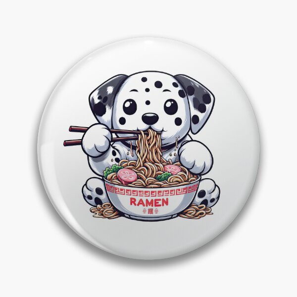 Item preview, Dalmatian Anime Dog Eating Ramen Noodles designed and sold by doodIllustrate.