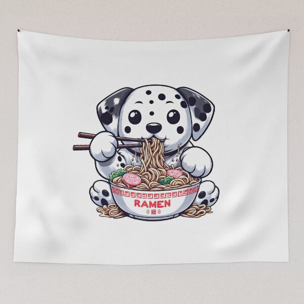 Item preview, Dalmatian Anime Dog Eating Ramen Noodles designed and sold by doodIllustrate.