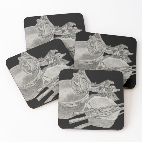 Item preview, Chopsticks, Cherry Blossoms, and Rose still life in pencil  designed and sold by ArtByAMReisig.