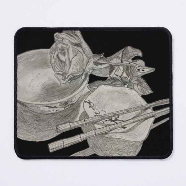 Item preview, Chopsticks, Cherry Blossoms, and Rose still life in pencil designed and sold by ArtByAMReisig.