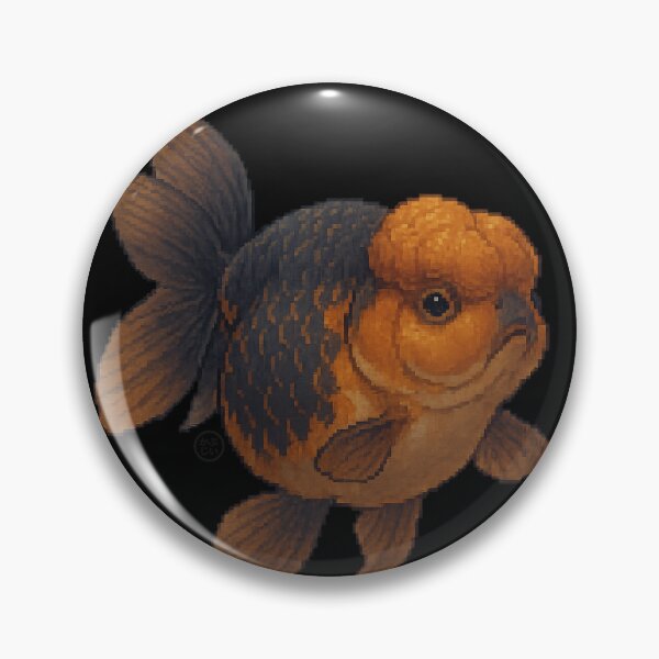 Item preview, Goldfish - Pixel Art - 8bit graphics 16bit graphics - Retro Fish Art - Black and Orange Oranda designed and sold by Kabuji Store.