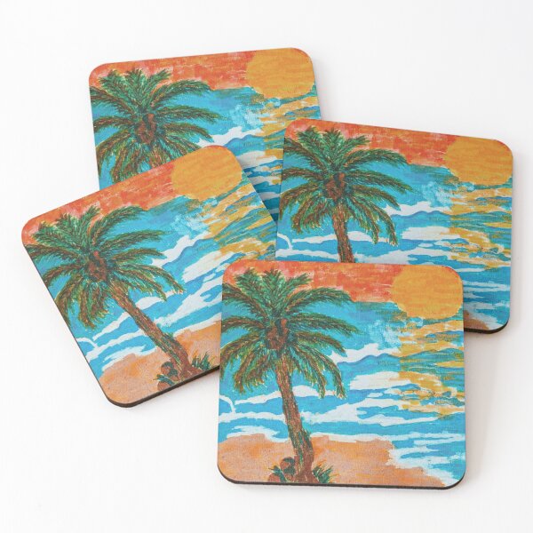 Item preview, Original painting Acrylic on raw paper, Cancun at Golden Hour designed and sold by ladyinthemitten.