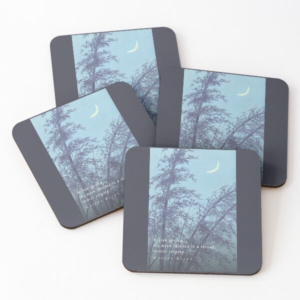 Item preview, Matsuo Bashō quote:  Winter garden, the moon thinned to a thread, insects singing. designed and sold by artbleed.
