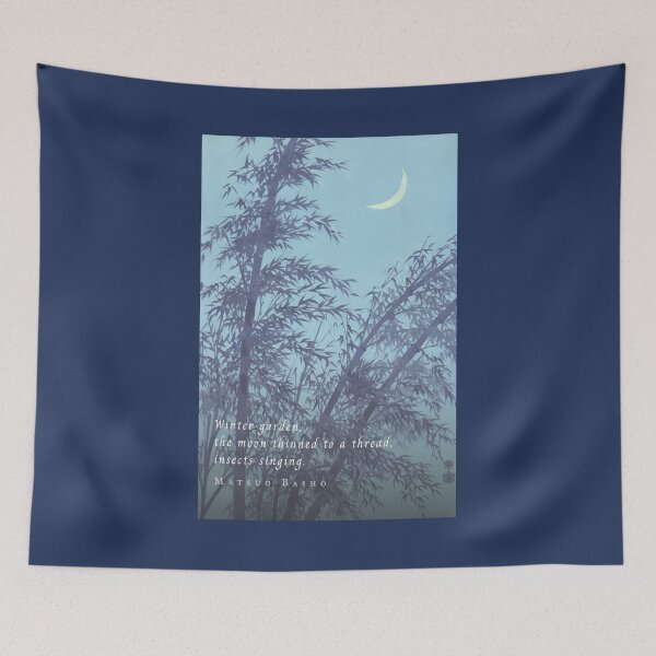 Item preview, Matsuo Bashō quote:  Winter garden, the moon thinned to a thread, insects singing. designed and sold by artbleed.