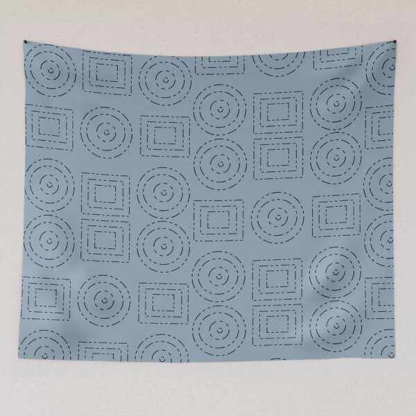Item preview, Geometric Dot Circle And Triangle - blue muted background designed and sold by  Boho Vibes Studio.