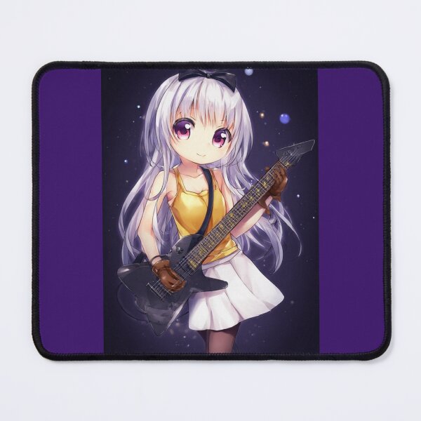Item preview, Cute Silver Haired Anime Girl with Guitar designed and sold by ArtsJulian.
