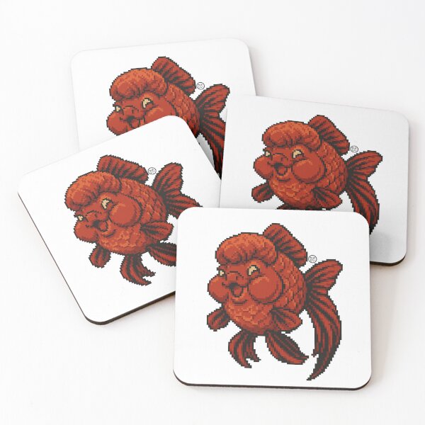 Item preview, Goldfish - Pixel Art - 8bit graphics 16bit graphics - Retro Fish Art - Smirk Oranda Goldfish designed and sold by Kabuji Store.