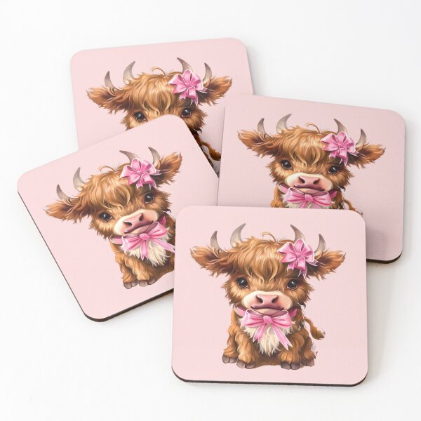 Item preview, Kawaii Highland Cow Pink Bow Ribbon Coquette designed and sold by Starbuy01.