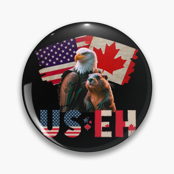 Item preview, US Eh – Funny USA Canada Dual Citizenship Vintage Eagle & Beaver Design designed and sold by NerdyWerks.