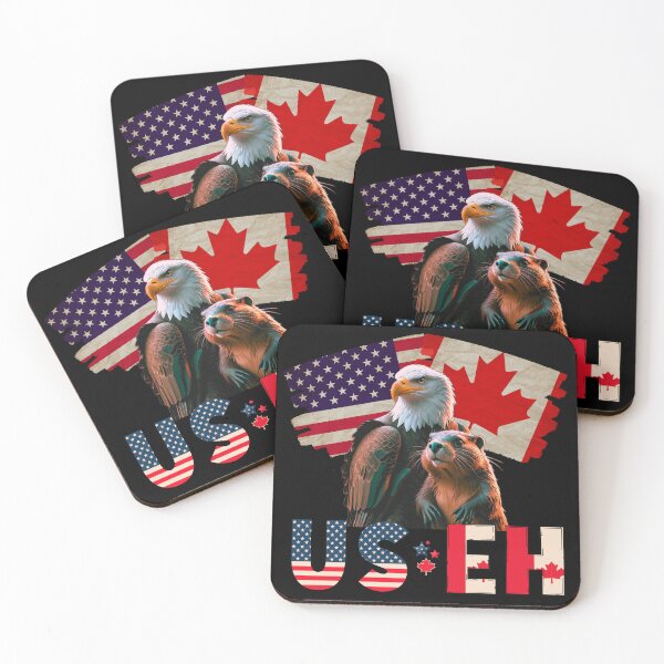 Item preview, US Eh – Funny USA Canada Dual Citizenship Vintage Eagle & Beaver Design designed and sold by NerdyWerks.