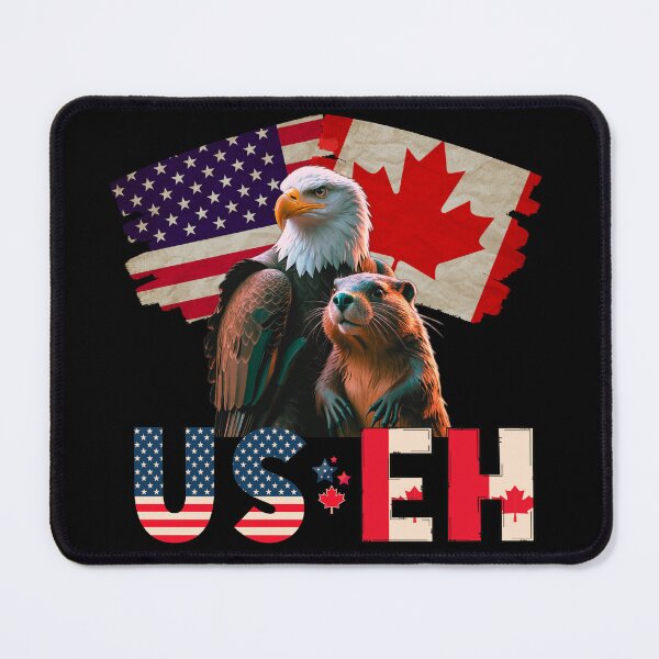Item preview, US Eh – Funny USA Canada Dual Citizenship Vintage Eagle & Beaver Design designed and sold by NerdyWerks.