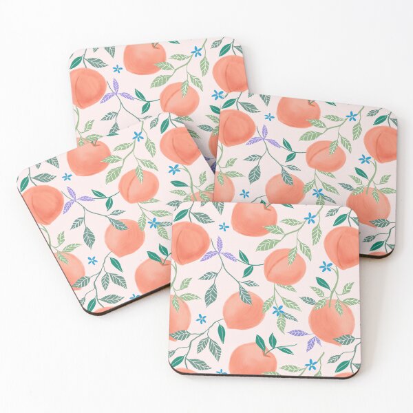 Item preview, Juicy Peach Pattern, la dolce vita, Italian summer aesthetics, Floral Design, Modern Trendy Fruits, citrus art, hand painted designed and sold by Natasha May Design.