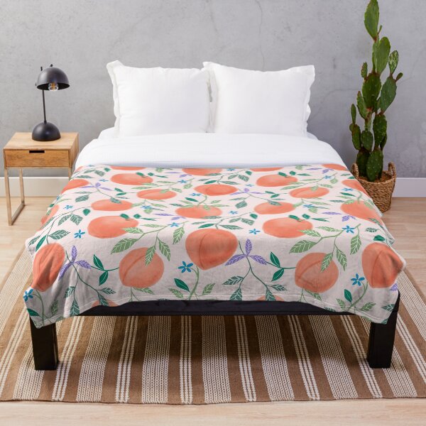 Artikelvorschau, Saftiges Pfirsichmuster, La Dolce Vita, italienische Sommerästhetik, Blumendesign, moderne trendige Früchte, Zitruskunst, handgemalt entworfen und verkauft von Natasha May Design.