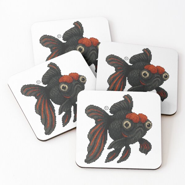 Item preview, Goldfish - Pixel Art - 8bit graphics 16bit graphics - Retro Fish Art - Red Black Moor - Brain Fish designed and sold by Kabuji Store.