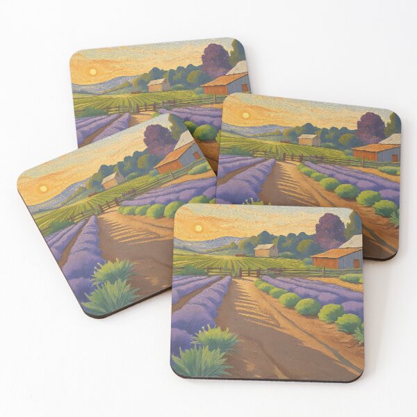 Item preview, Lavender Farm at Dusk: Vintage Countryside Painting designed and sold by Perennial Home & Gardens.