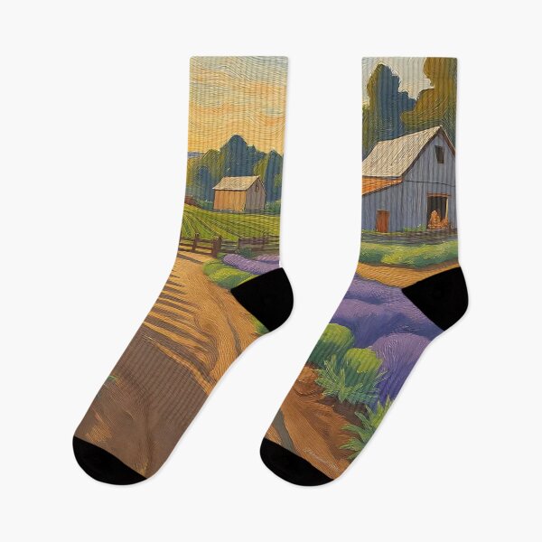 Item preview, Lavender Farm at Dusk: Vintage Countryside Painting designed and sold by Perennial Home & Gardens.