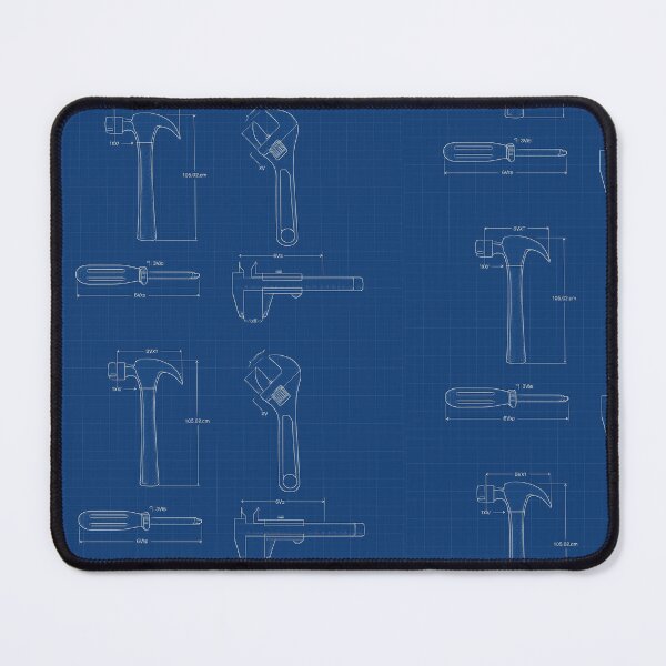 Item preview, Engineering Tool Blueprint – Hammer, Wrench, Caliper & Screwdriver designed and sold by JetMindDesigns.