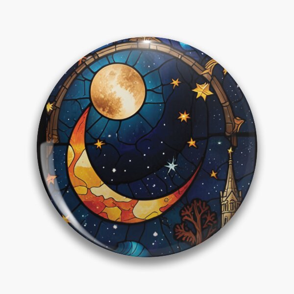 Item preview, The Astral Arch – Stained Glass Fantasy of Planets, Stars, and Towers designed and sold by The Enchanted Treasury.