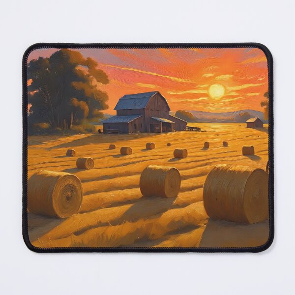 Item preview, Hayfield at Dusk: Golden-Hour Farm Painting designed and sold by Perennial Home & Gardens.