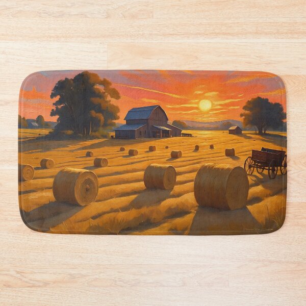 Item preview, Hayfield at Dusk: Golden-Hour Farm Painting designed and sold by Perennial Home & Gardens.