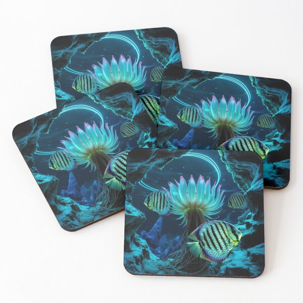 Item preview, Discus Fish Underwater Scape Fantasy Surreal Aquarium Art designed and sold by Aquarium Eclipse.