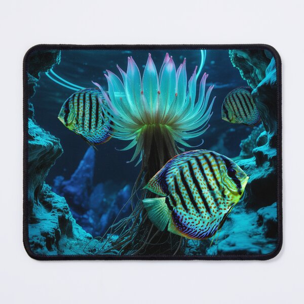 Item preview, Discus Fish Underwater Scape Fantasy Surreal Aquarium Art designed and sold by Aquarium Eclipse.