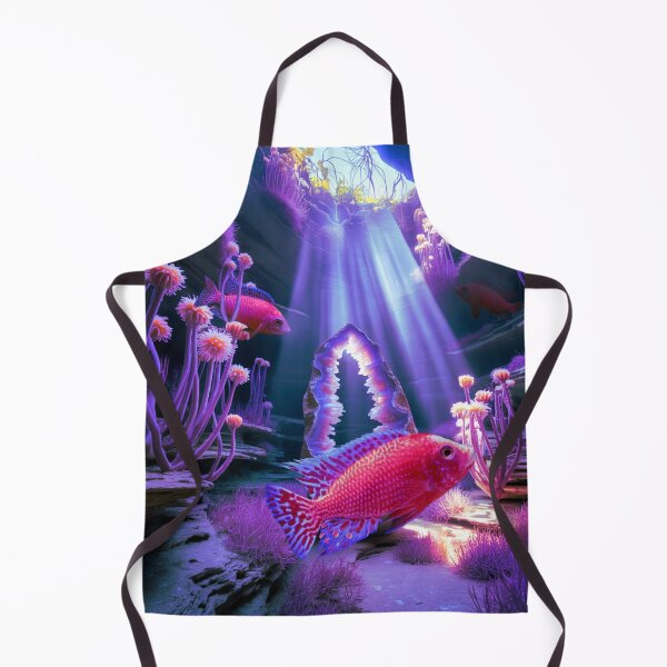 Item preview, Strawberry Peacock Cichlid Underwater Scape Fantasy Surreal Aquarium Art designed and sold by Aquarium Eclipse.