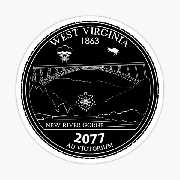 Vista previa del artículo con la obra «West Virginia Fallout 76 Black Vector», diseñado y vendido por BitRadical.