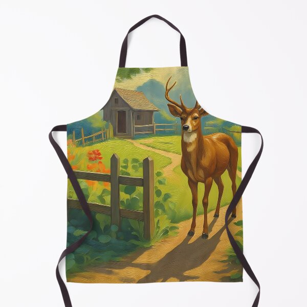 Item preview, Curious Deer at the Gate: Vintage Oil Landscape designed and sold by Perennial Home & Gardens.
