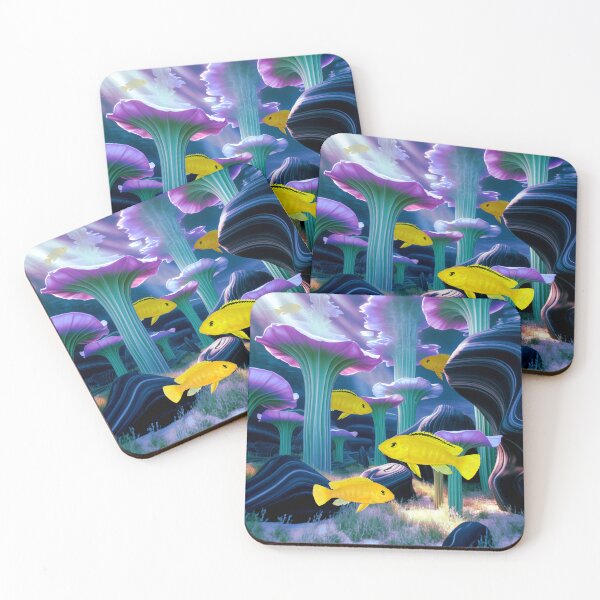 Item preview, Mbuna African Cichlid Underwater Scape Fantasy Surreal Aquarium Art designed and sold by Aquarium Eclipse.
