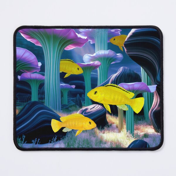Item preview, Mbuna African Cichlid Underwater Scape Fantasy Surreal Aquarium Art designed and sold by Aquarium Eclipse.