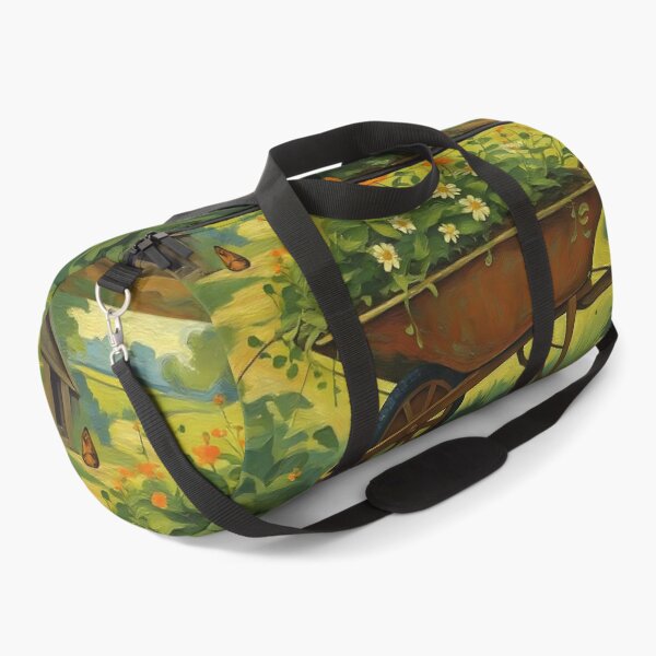 Item preview, Floral Wheelbarrow in Golden Light: Vintage Oil Landscape designed and sold by Perennial Home & Gardens.