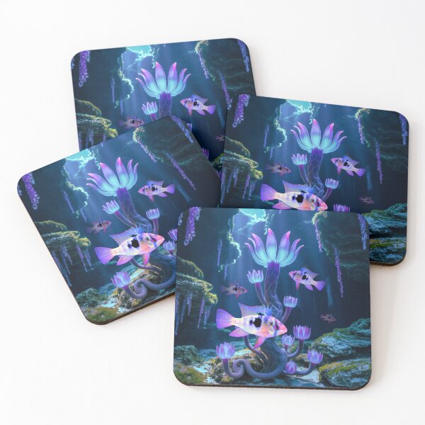 Item preview, Blue Ram Cichlid Underwater Scape Fantasy Surreal Aquarium Art designed and sold by Aquarium Eclipse.