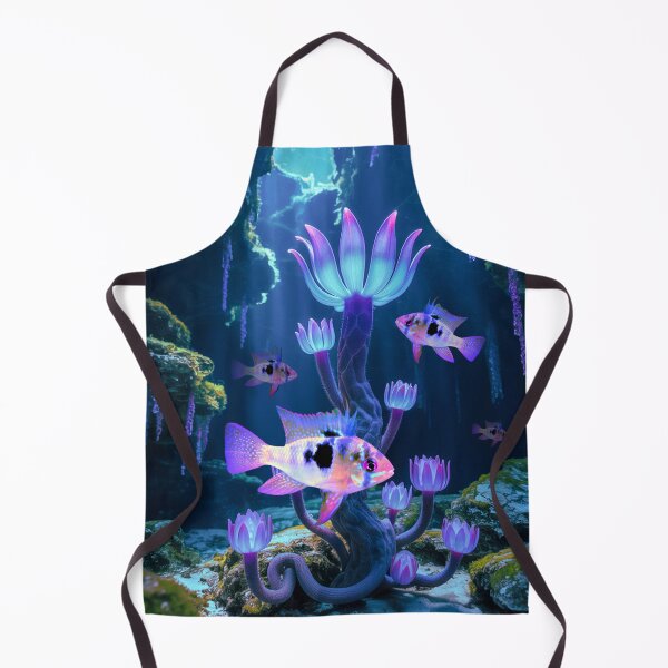 Item preview, Blue Ram Cichlid Underwater Scape Fantasy Surreal Aquarium Art designed and sold by Aquarium Eclipse.