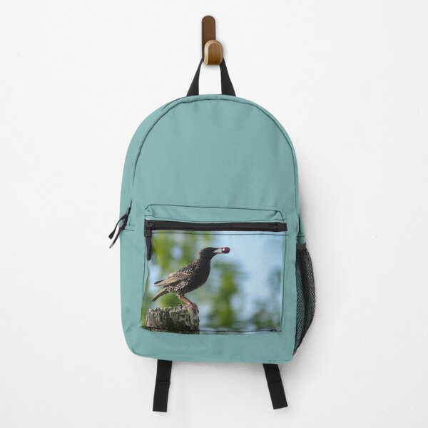 Item preview, Starling with a Berry on a Rustic Stump designed and sold by tothkataphoto.
