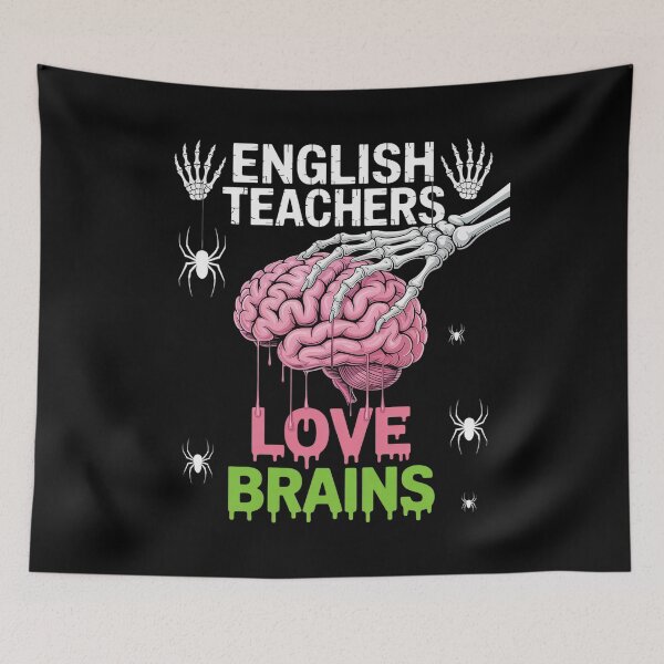 Item preview, English Teachers love brains skeleton Halloween designed and sold by Hlz-0118.