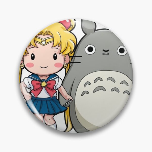 Item preview, Chibi Sailor Moon and Totoro Holding Hands designed and sold by pastel.moonwave.