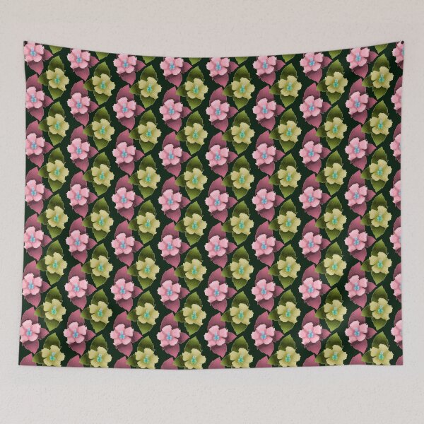 Item preview, Dark Tropical Hibiscus Pattern – Pink & Green Floral Botanical Design designed and sold by Lone Jensen.