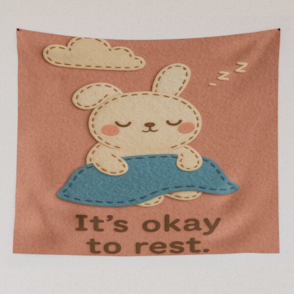 Item preview, "Sleepy Felt Bunny – It’s Okay to Rest" designed and sold by RJF-ANTG.