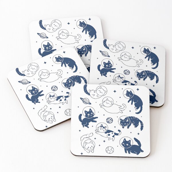 Item preview, Adorable Space Cats Floating in Galaxy with Planets designed and sold by ArtfulWeave.