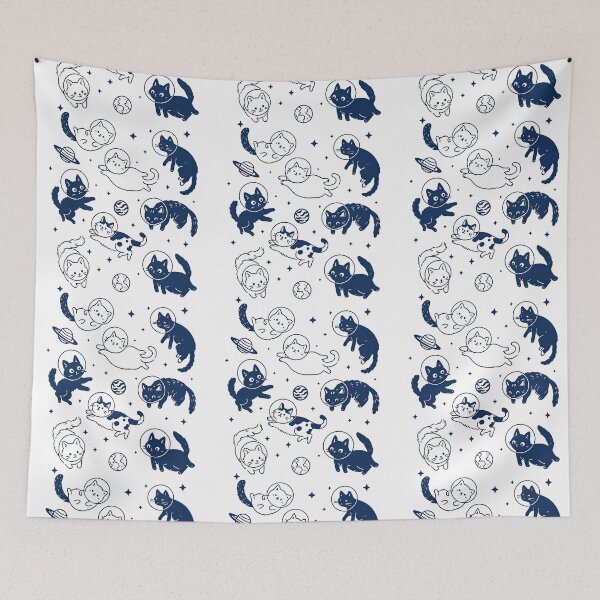 Item preview, Adorable Space Cats Floating in Galaxy with Planets designed and sold by ArtfulWeave.