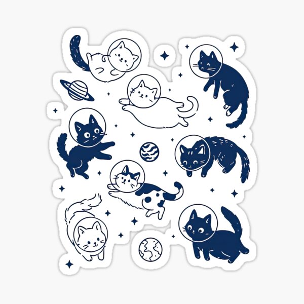 Item preview, Adorable Space Cats Floating in Galaxy with Planets designed and sold by ArtfulWeave.