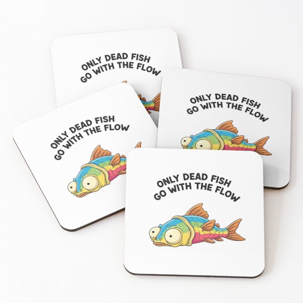Item preview, Go with the flow, dead fish, lazy, rebel, funnyfits70, Humor, Funny, retro, vintages, funny quotes, animal humor, designed and sold by FunnyFits70.