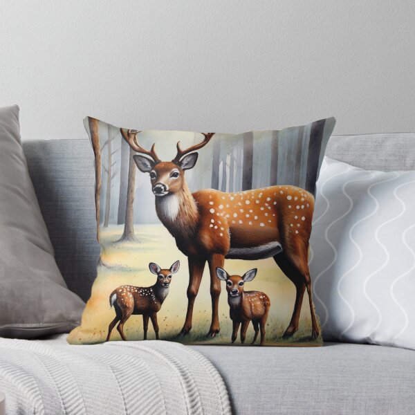 Item preview, Stag and Fawns in Forest Scene Wild Animals designed and sold by Angelsartsandpattern.